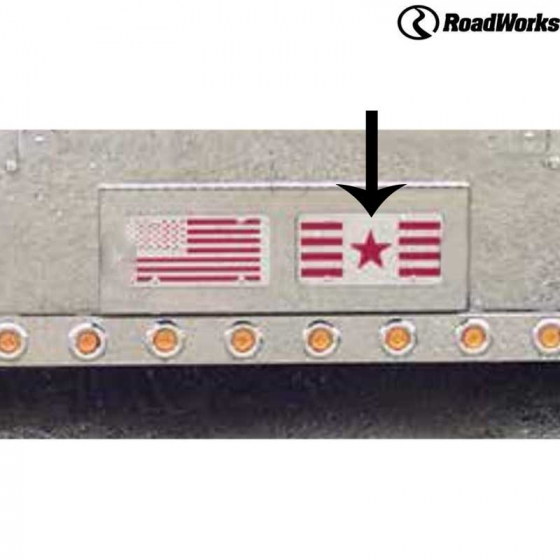 ROADWORKS Stars and Stripes License Plate with Red Back, Stainless Steel, Fits 11x30 Truck Models, OEM Replacement