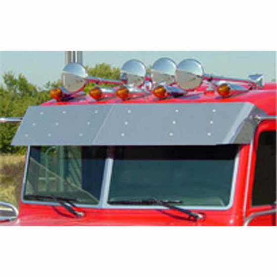Peterbilt 2005 Through 2022 Cab Mounted Mirrors Stainless Flat Top 13.5 or 11 Inch Drop Visors