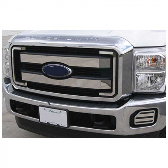 Ford F350/F450/F550 2011 Through 2015 4 Piece Grille Overlay And 2 Piece Bumper Vent Overlays