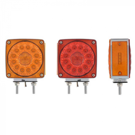 Super Diode Double Face Double Post LED Marker/Turn Signal Light with Amber LEDs and Clear Lens, 38 Diodes, 12V, Trux 3 Year Warranty