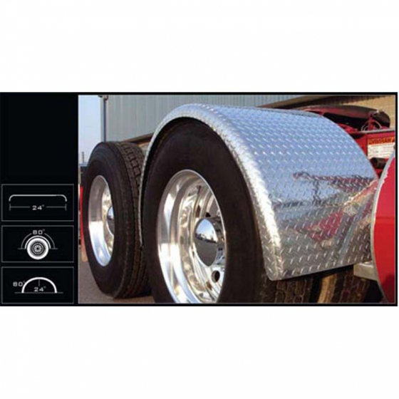 80 Inch Aluminum Checker Plate Single Axle Fender with Rolled Edge