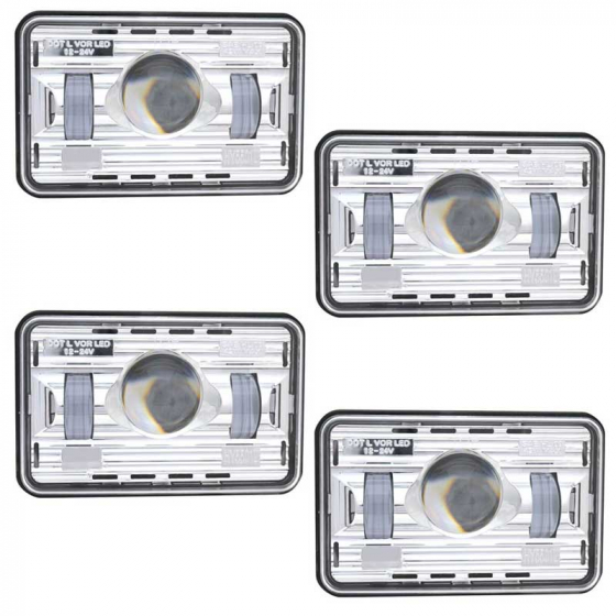 LED 4 Inch x 6 Inch High/Low Beam Projector Headlight Kit