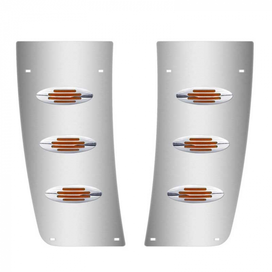 Peterbilt 389 OEM Cowl Panel with 6 Flatline Marker LEDs, Amber Lens, Fits 2007-2009 Models, Trux