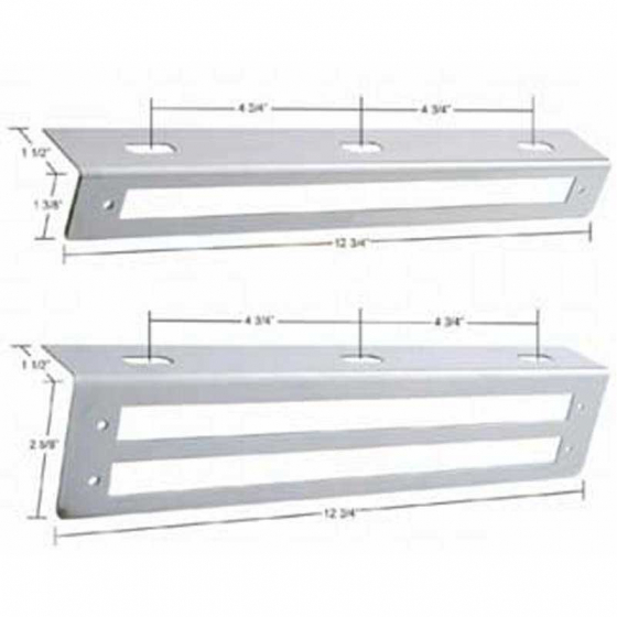 Stainless 12 Inch Strip Light Bracket with 1 or 2 Light Cutout