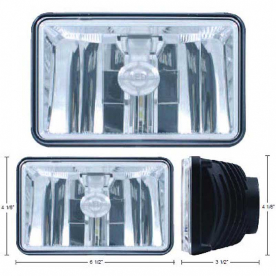 6 x 4 Rectangular High Power LED Headlight in Low and High Beam