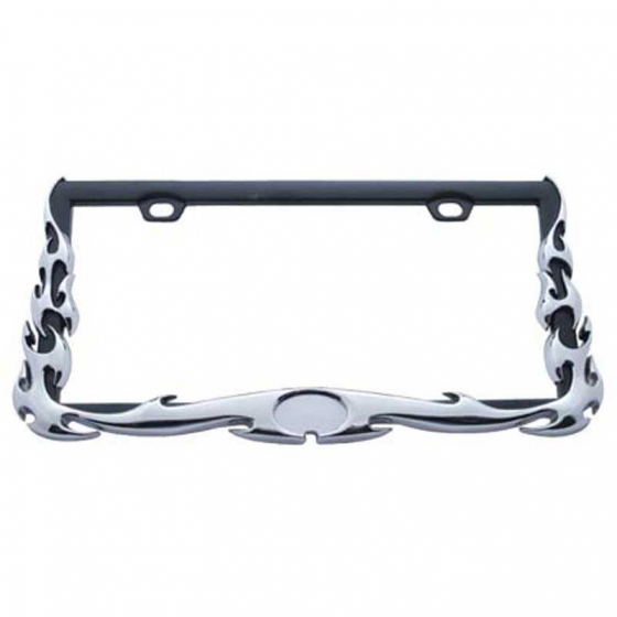 Flame License Frame with Chrome Accent - Fits Various Truck Models - United Pacific 6 Month Warranty