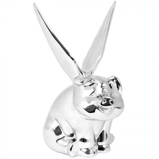 Chrome Plated Sitting Pig With Wings Hood Ornament