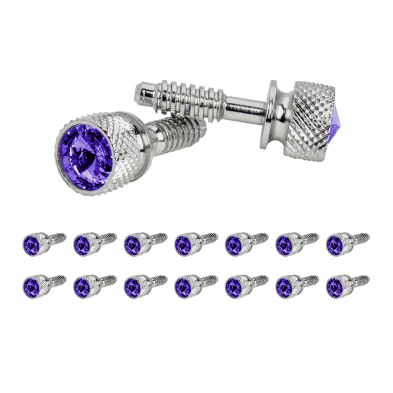 Chrome Dash Screw With Purple Crystal For Peterbilt