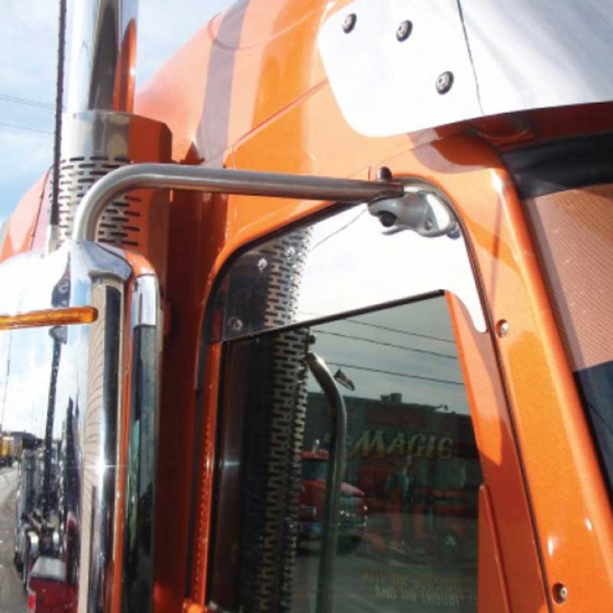 Peterbilt 379, 386, 388 And 389 5 Inch Cab Mounted Mirror Window Chop Top With Flange
