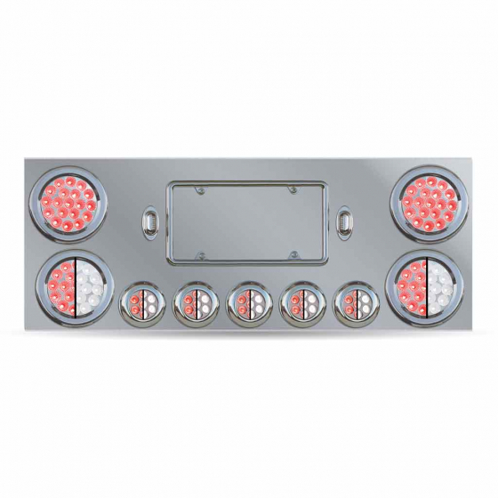 Rear Center Panel With 2 - 4 Inch LED Lights, 2 - 4 Inch Dual Revolution Red To White LED Lights And 5 - 2 Inch Dual Revolution White To Red LED Lights