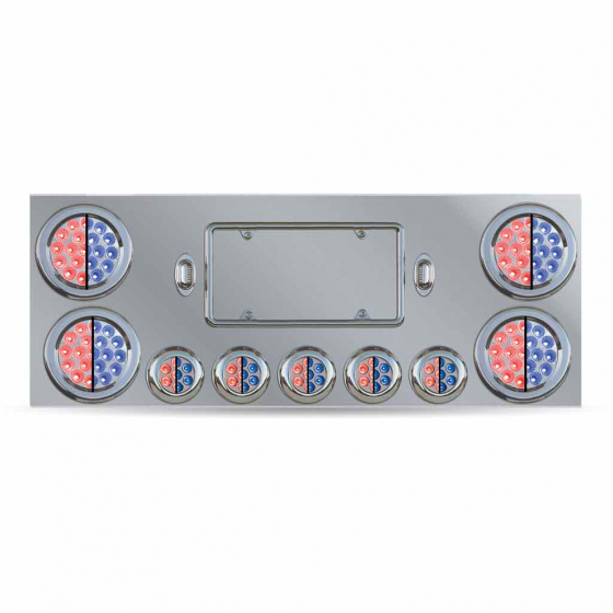 Rear Center Panel With 4 - 4 Inch And 5 - 2 Inch Red To Blue Dual Revolution LED Lights