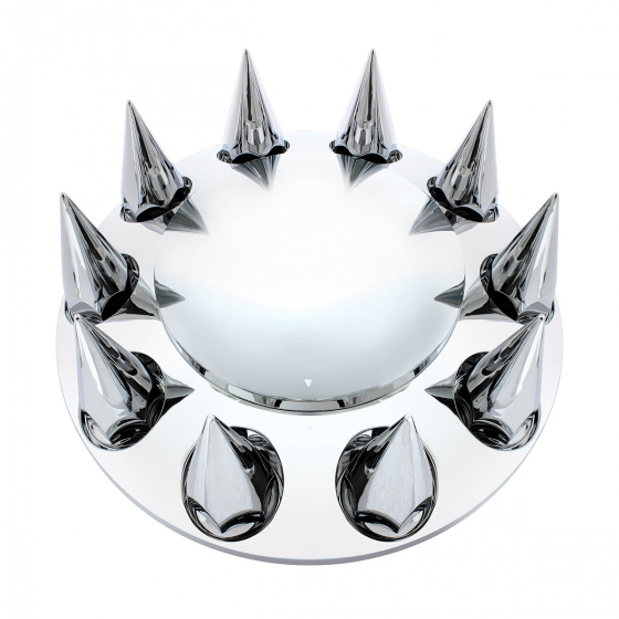 Chrome Plastic 33 mm Thread-On Dome Spike Front Axle Cover Set