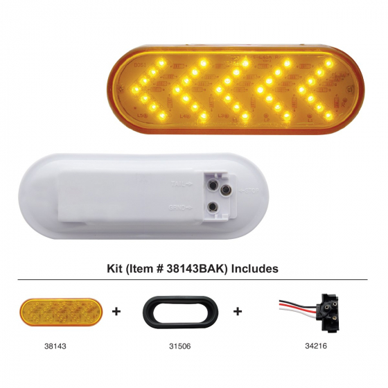 Oval Sequential Turn Signal Light Kit With 35 Amber LEDs