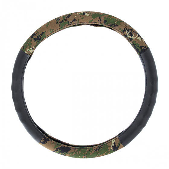 18 Inch Digital Woodland Camouflage Cloth And Suede Steering Wheel Cover