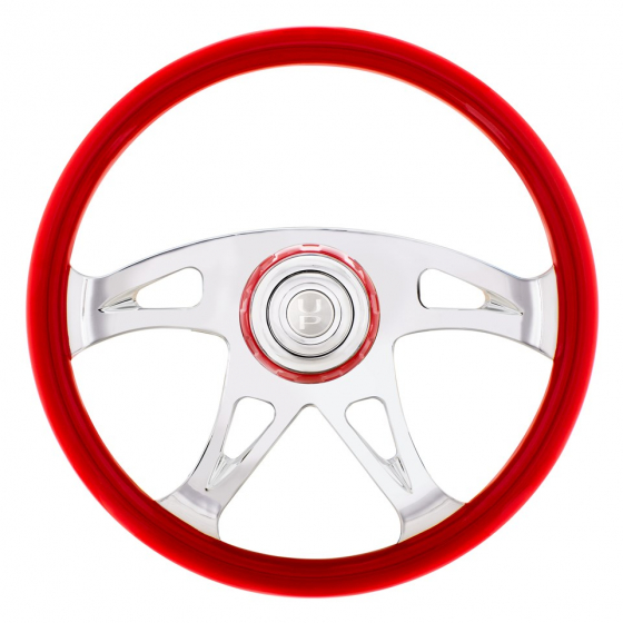 18 Inch Indigo Red Boss steering Wheel With Color Matching Horn Bezel