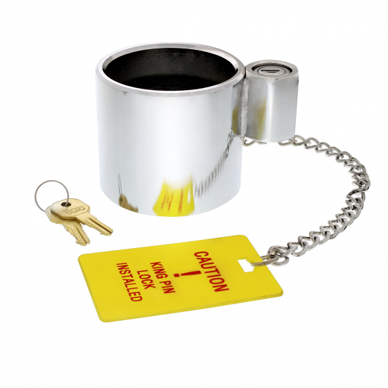 Heavy Duty Steel King Pin Lock With 12 Inch Warning Tag