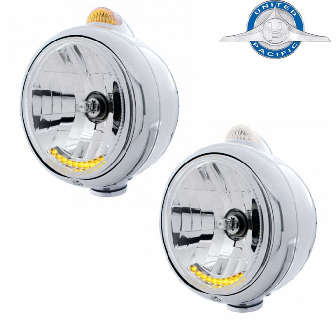 Buy Stainless Guide Headlight with 10 Amber LEDs & Halogen Bulb
