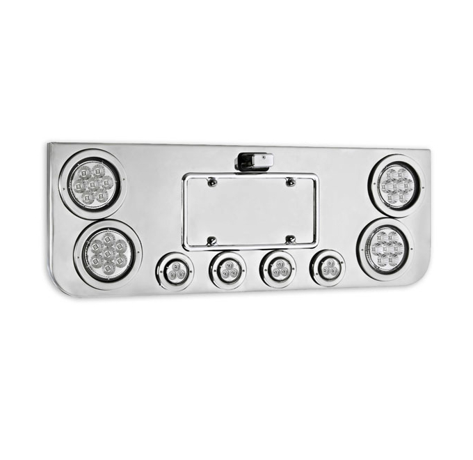 Rear Center Panel with LED Lights & Chrome Bezels - Big Rig Shop