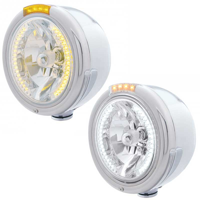 thumbnail image 2 of United Pacific 31714 Bullet Half-Moon Headlight With Turn Signal – Clear Lens – Peterbilt Style 2 of 2
