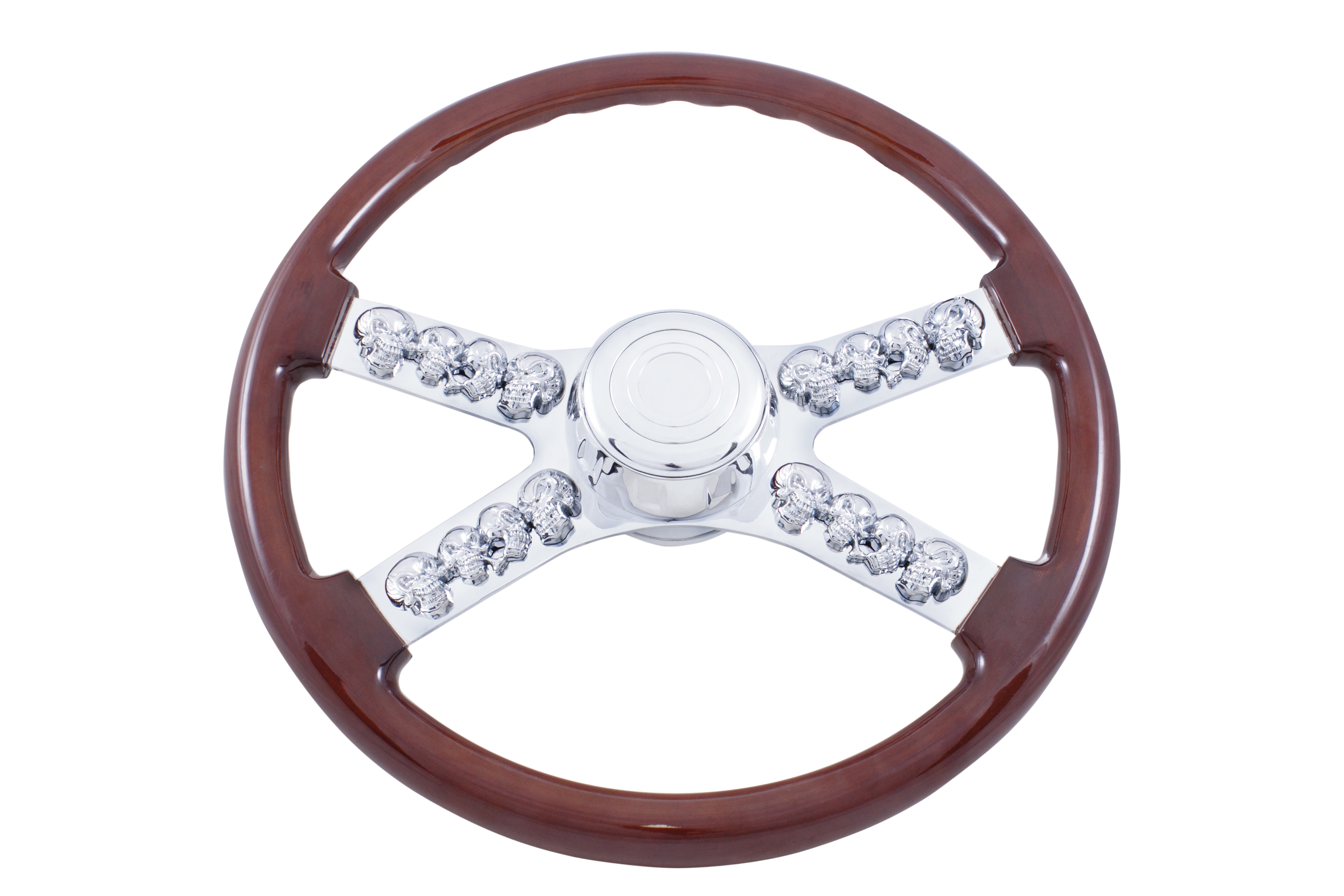 thumbnail image 2 of UAT 18" Skull Steering Wheel - White - Fits Peterbilt, Kenworth, Freightliner, IHC Trucks 2 of 5