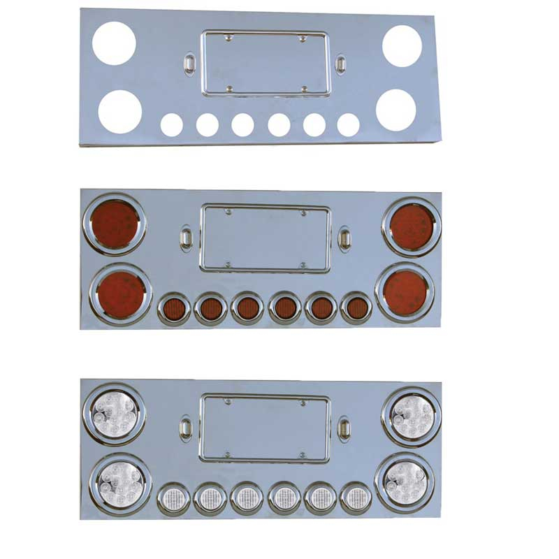 UAT Stainless Steel Rear Center Panel With 40 LED Dual Function Lights – Semi Truck Bling