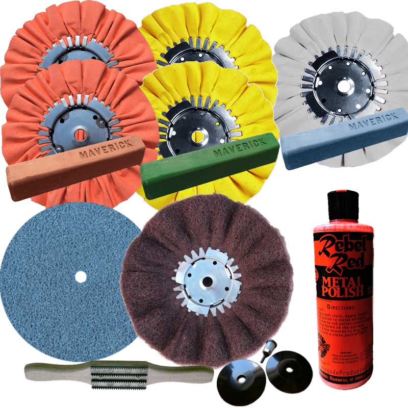 Aluminum Wheel Polishing Kit Renegade Products Buffing Wheel 10" Dia X 5/8 Arbor 16 Ply Yellow Treat For Poli Glass Polish