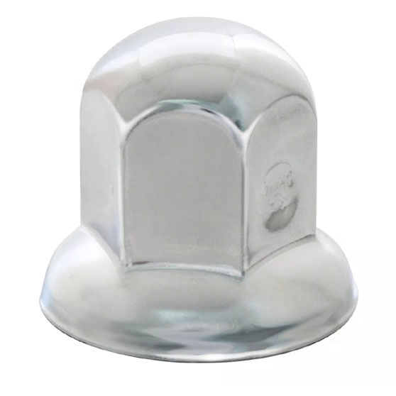 33mm Standard Chrome Steel Push-On Lug Nut Cover With Flange