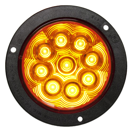 LumenX LED Amber 4 Inch Round Turn Signal Light With Flange Mount