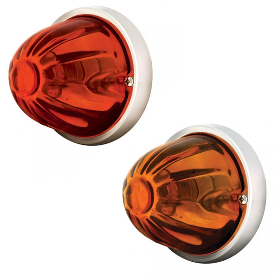 3 1/2 Inch Glass Marker Light With Dark Amber Watermelon Style Lens