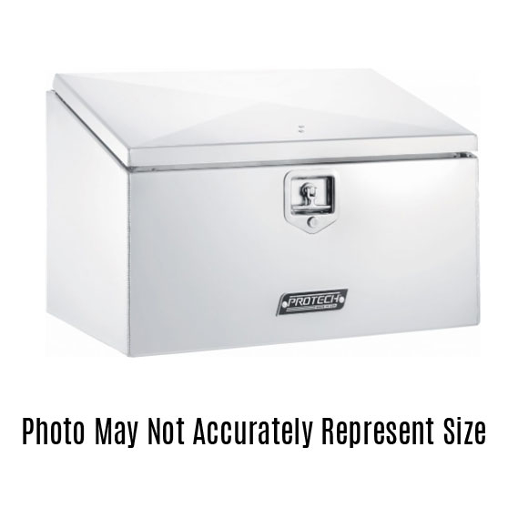 19 Inch Height By 25 Inch Width And 24 Inch Length Aluminum Behind The Cab Tool Box With Slope Top And #8 Polished Stainless Steel Lid