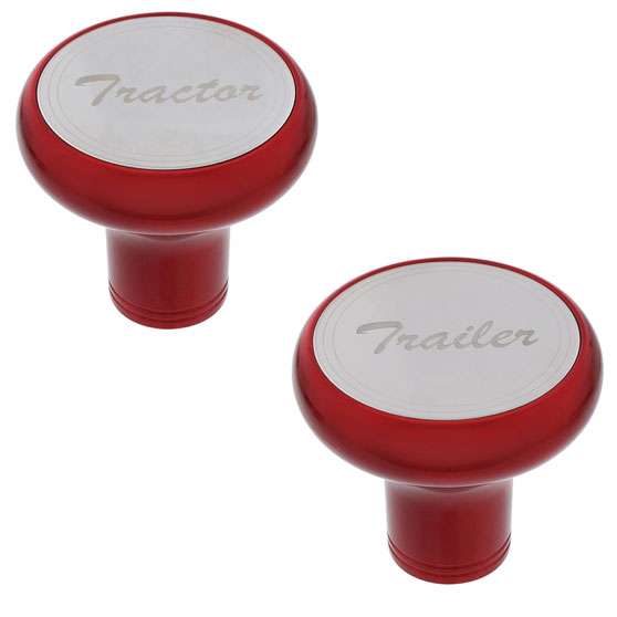 Candy Red Deluxe Screw-On Aluminum Air Valve Knob With Stainless Plaque