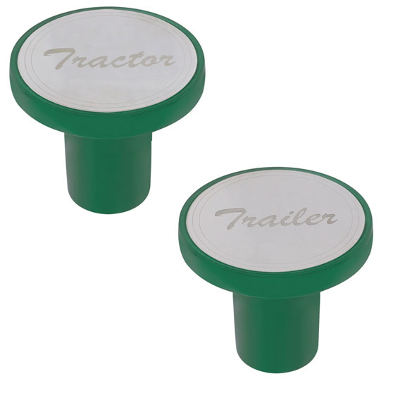 Emarald Green Aluminum Screw-On Air Valve Knob With Stainless Plaque 
