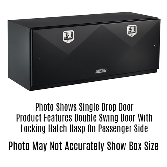18 Inch Height By 24 Inch Depth By 72 Inch Length Underbody Tool Box With Double Swing Door And Hinged Hasp On Passenger Side