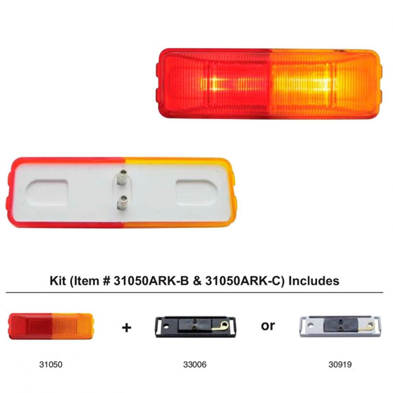Rectangular Fender Clearance And Marker Lights With Bracket