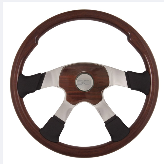 18 Inch Milestone Elite 4 Mahogany Look Pad 4 Spoke Steering Wheel
