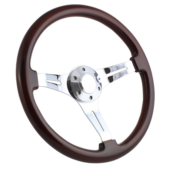 15 Inch Chrome Classic Dark Steering Wheel