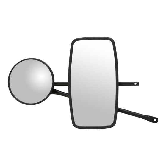 Off-Road West Coast Mirror Assembly with Convex Spot Mirror, Black Plastic