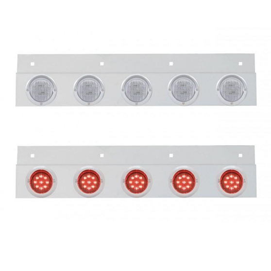 Top Mud Flap Plate With Five 9 LED 2 Inch Lights And Visors 