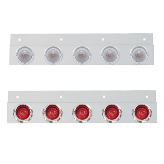 Top Mud Flap Plate With Five 9 LED 2 Inch Beehive Lights And Visors 