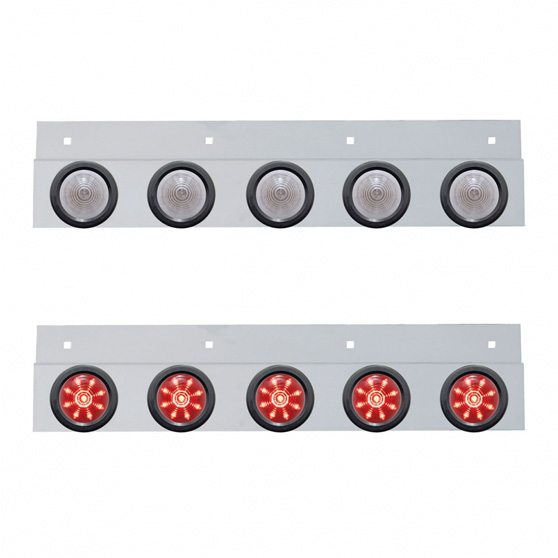 Top Mud Flap Plate With Five 9 LED 2 Inch Beehive Lights And Grommets