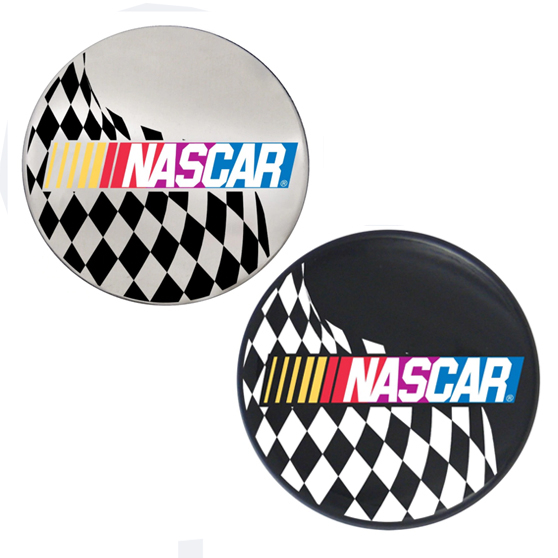 Nascar Logo With Checkered Flag Horn Button For 5 Hole Bolt Pattern Wheel