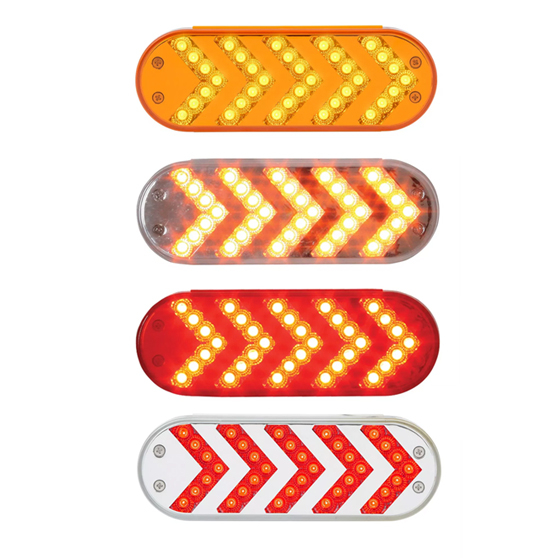 Oval Sequential Arrow LED Light with Stainless Bezel - Big Rig