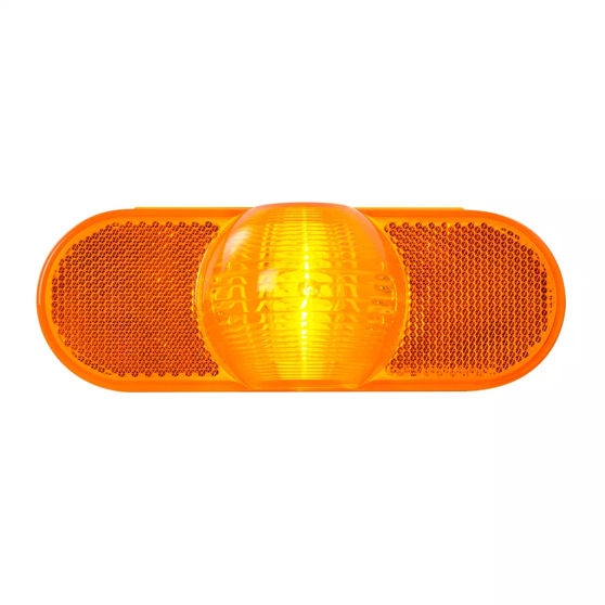 Oval Full Moon Amber Side Turn And Marker Light With Reflector And Black Rubber Grommet