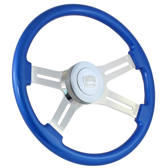 18 Inch Chrome Dual Classic Painted Blue Steering Wheel