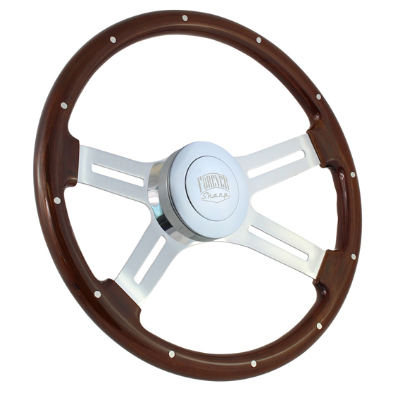 18 Inch Chrome Dual Classic Wood Steering Wheel With Rivets