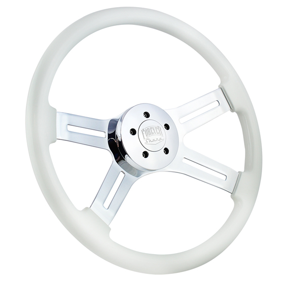 18 Inch Chrome Dual Classic Painted White Steering Wheel