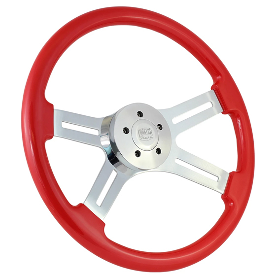 18 Inch Chrome Dual Classic Painted Red Steering Wheel