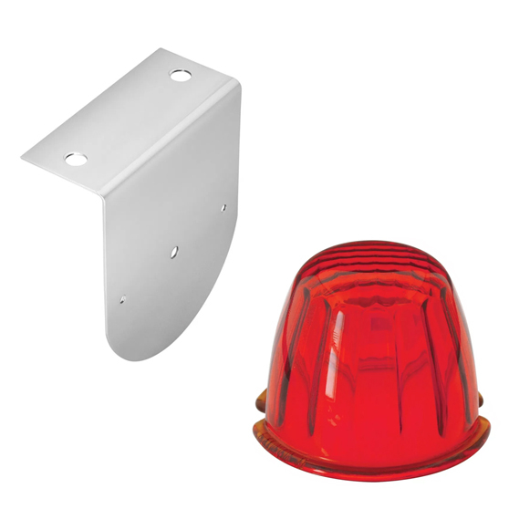 Stainless Steel L Shape Mounting Bracket With #1156 Bulb And Red Reflector Glass Lens