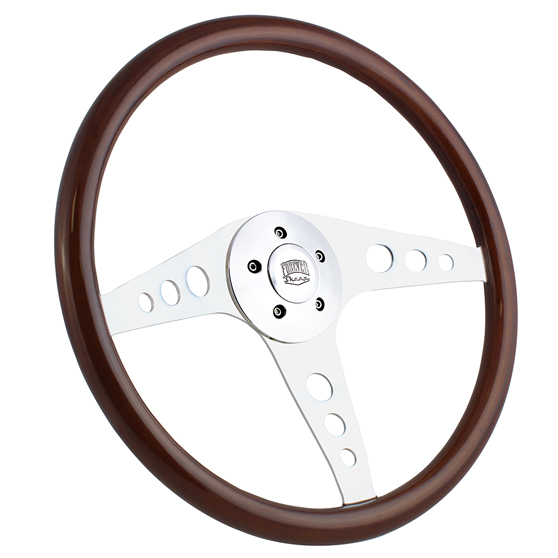18 Inch Chromed Dark Wood Indy Steering Wheel