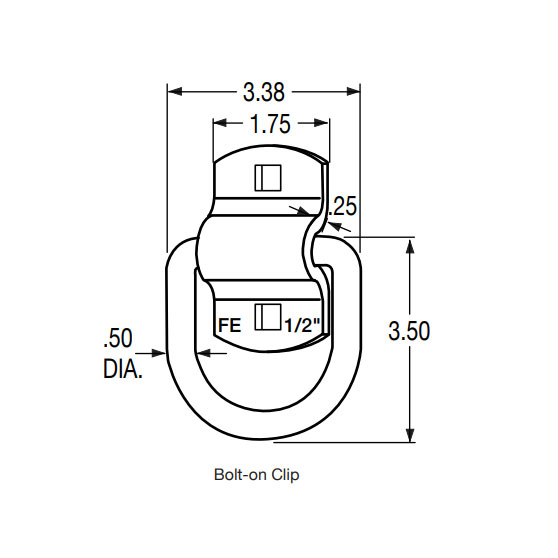 1/2 Inch Bolt-On Tie Down D-Ring Assembly - Big Rig Chrome Shop